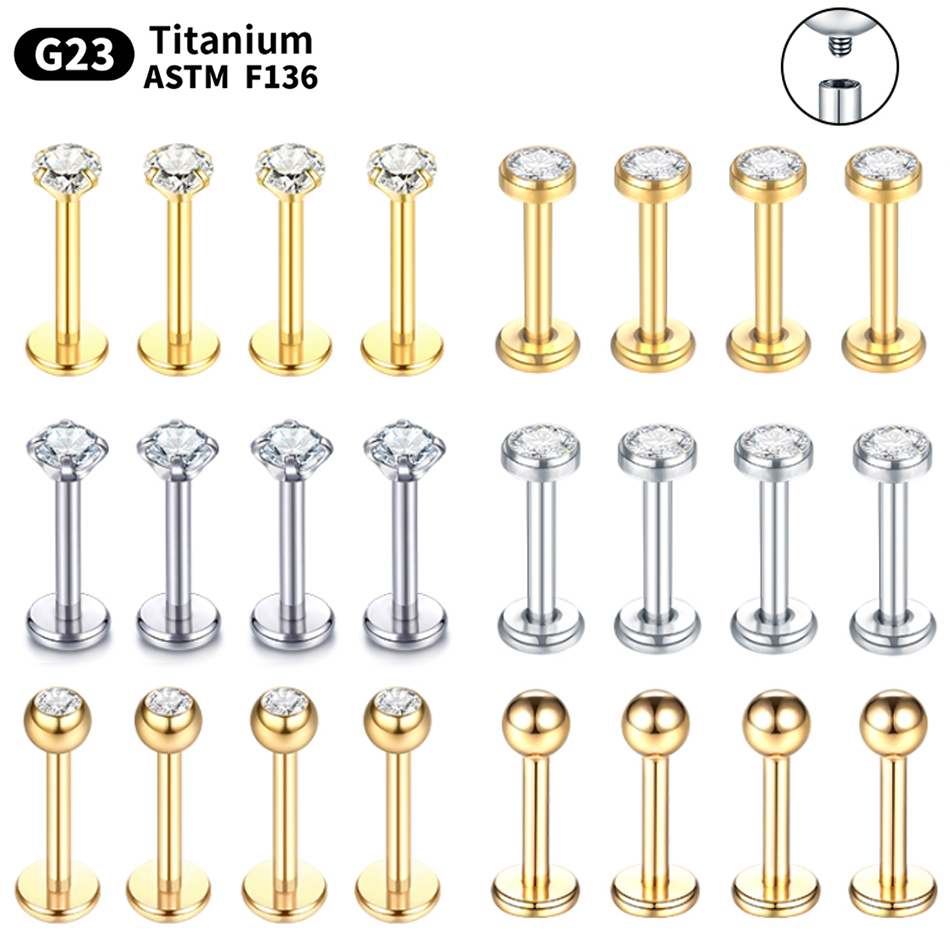 Body Jewelry Internally Threaded - 10ชิ้นเจาะห่วงไทเทเนียม G23 16กรัมต่างหูสตั๊ดเกลียวจมูกเจาะ tragus Helix กระดูกอ่อนเจาะร่างกายเครื่องประดับ