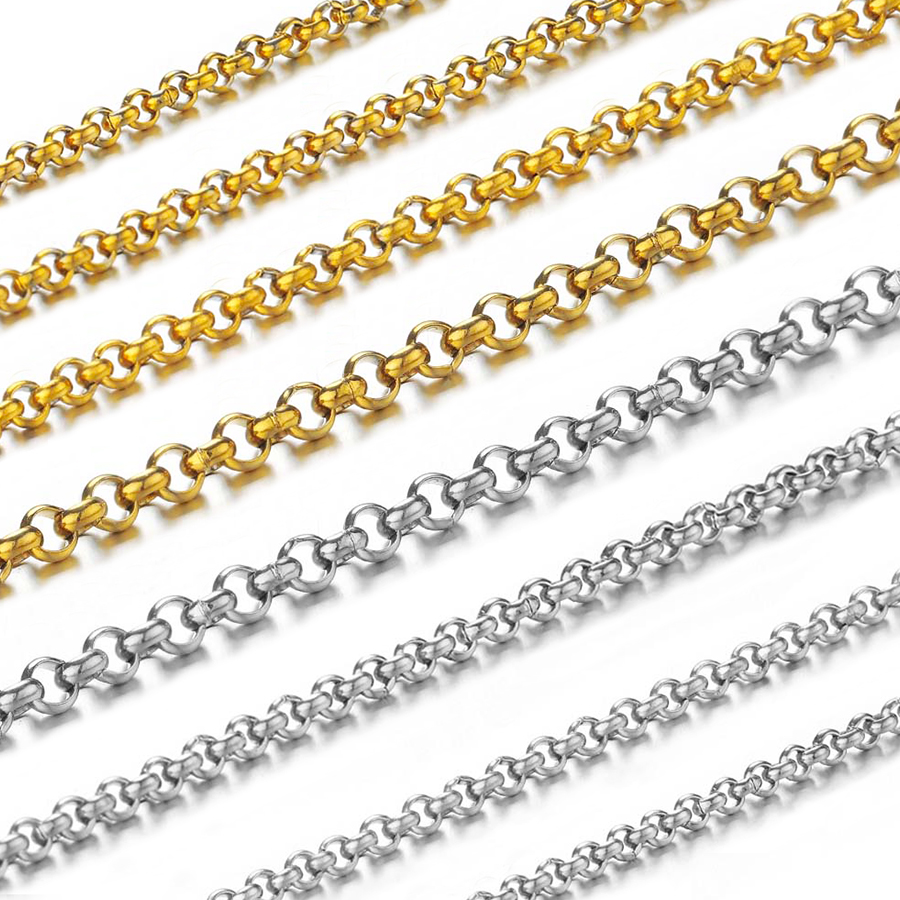 Body Jewelry Outfit - โซ่สแตนเลสรูปตัวโอขนาดเล็ก 1 เมตร 2-4 มม. สำหรับทำสร้อยคอ