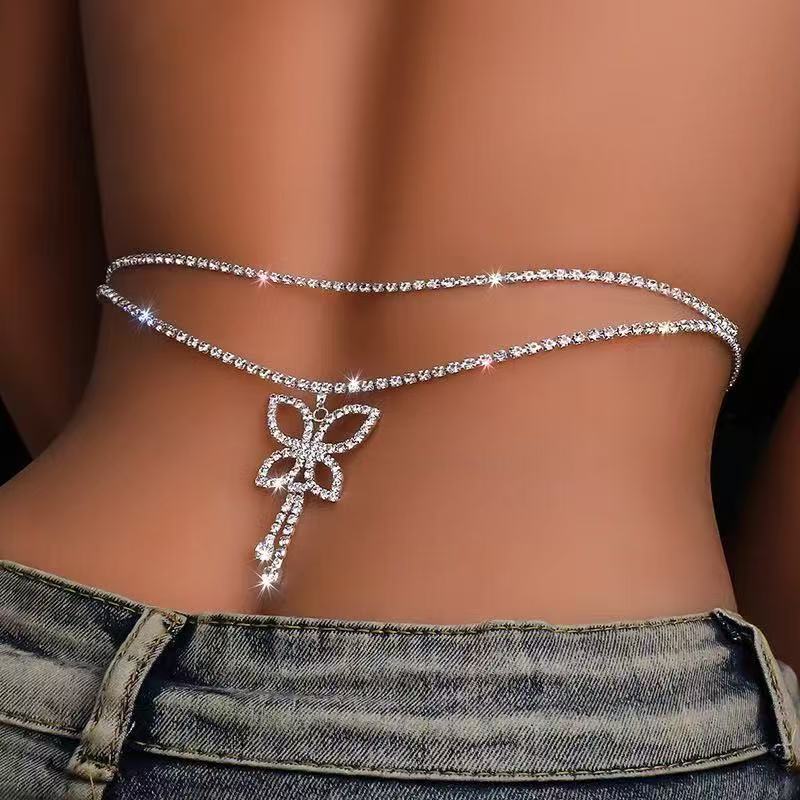 Body Jewelry Rhinestone - เครื่องประดับร่างกายหรูหรา สายโซ่คู่ประดับคริสตัลรูปหยดน้ำ สำหรับผู้หญิง สายคาดเอวคริสตัล ตกแต่งร่างกาย