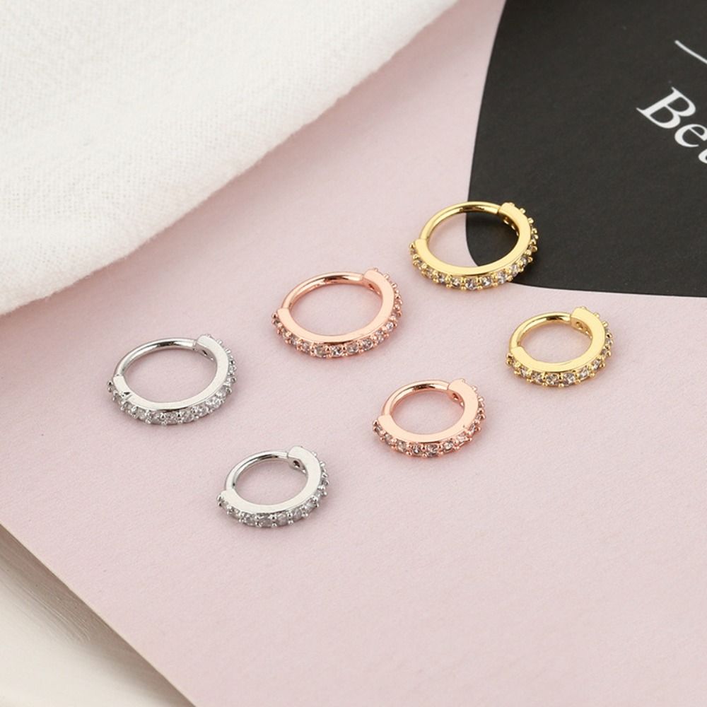 Body Jewelry Europe - แหวนจมูกทรงกลมประดับเพชรคิวบิกเซอร์โคเนียแบบพังก์ ป้องกันการแพ้ สไตล์ยุโรปและอเมริกา สำหรับเจาะกระดูกอ่อนหู หู หรือจมูก