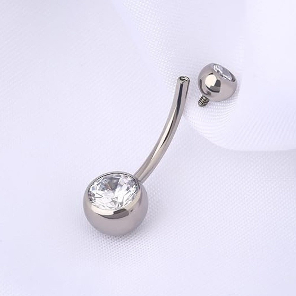 Body Jewelry Belly Button Rings - แหวนสะดือวัสดุไทเทเนียมคุณภาพสูง ดีไซน์โค้งห้อย เครื่องประดับเจาะสะดือ เครื่องประดับร่างกาย เครื่องประดับผู้หญิง