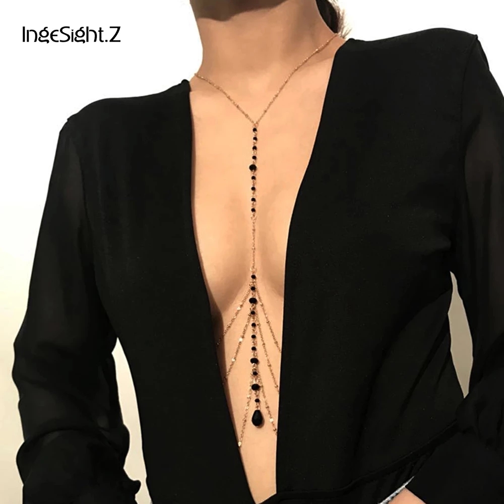 Body Jewelry Retainers - IngeSight.Z สไตล์เรียบง่ายสร้อยคอ Belly Body Chain แฟชั่นเซ็กซี่ทองแดง