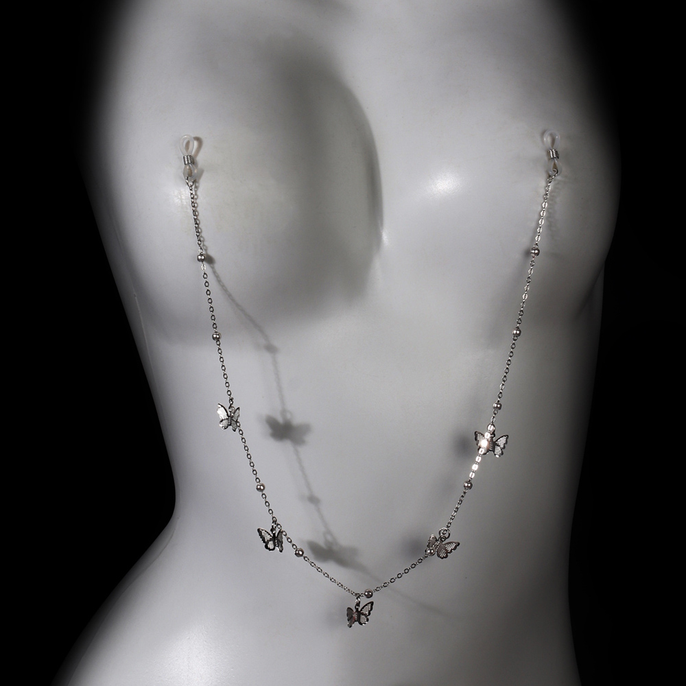 Body Jewelry Retainers - บราโซ่โลหะรูปผีเสื้อสุดเซ็กซี่ ไม่ต้องเจาะ สำหรับตกแต่งร่างกาย ใช้ในไนท์คลับ บิกินี่ โซ่คล้องหน้าอก