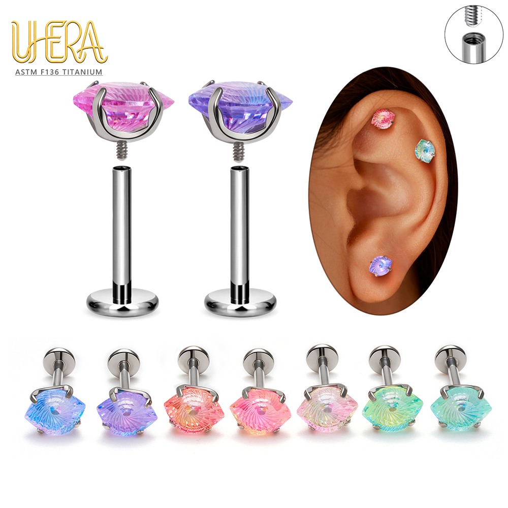 Zoor Body Jewelry - ต่างหูไทเทเนียม ASTM F136 แบบ Labret Stud