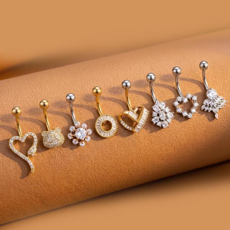 Body Jewelry Belly Button Rings - แหวนสะดือรูปผีเสื้อประดับคริสตัลแบบห้อยยาว ทำจากสแตนเลส เครื่องประดับร่างกายสำหรับผู้หญิง