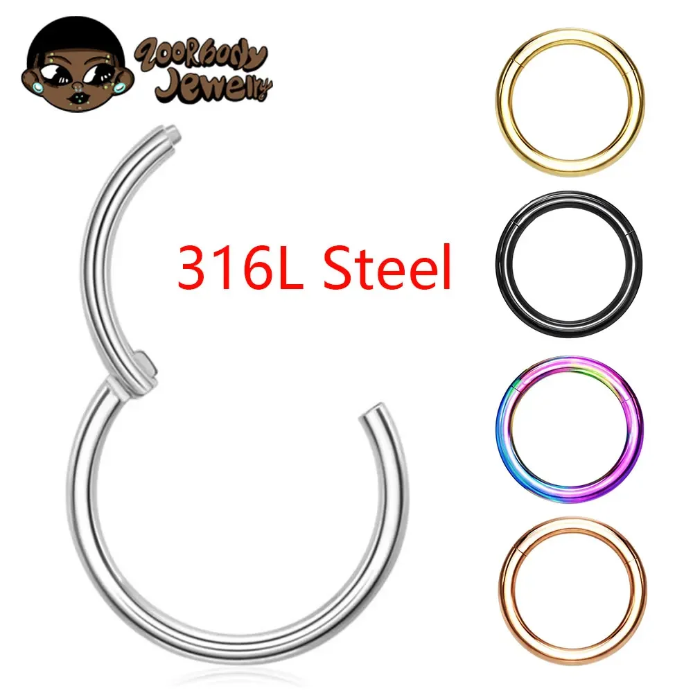 Zoor Body Jewelry - 10 ชิ้น 316L สแตนเลสสตีลแหวนจมูกเจาะคุณภาพสูง SEG Clicker