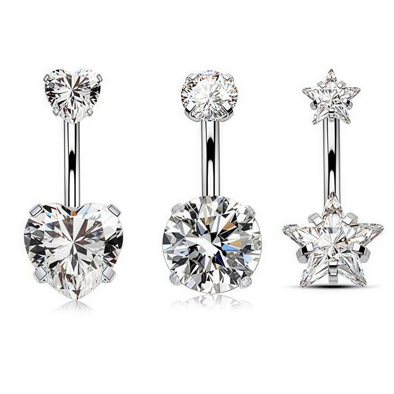Body Jewelry Belly Button Rings - ต่างหูเจาะสะดือรูปหัวใจ สแตนเลส แฟชั่น สำหรับผู้หญิง สาวๆ เครื่องประดับร่างกาย