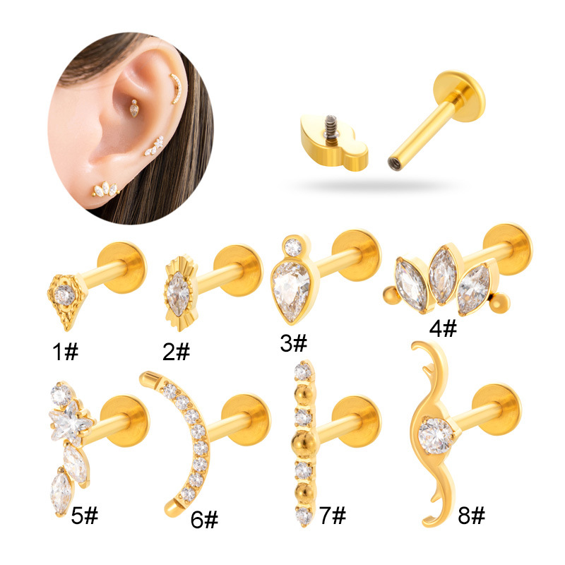 Body Jewelry Internally Threaded - ต่างหูไทเทเนียม ASTM F136 G23 แบบเจาะรู 1
