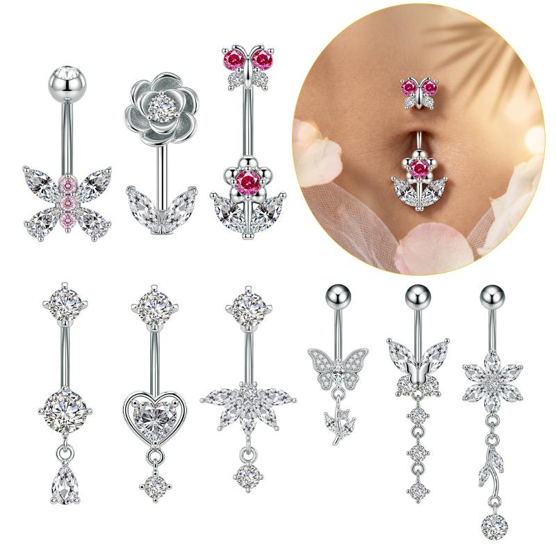 1 ชิ้น แหวนเจาะสะดือประดับเพชร - Body Jewelry Belly Button Rings บทวิจารณ์และราคา