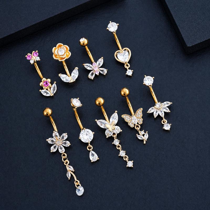 1 ชิ้น แหวนเจาะสะดือประดับเพชร - Body Jewelry Belly Button Rings บทวิจารณ์และราคา
