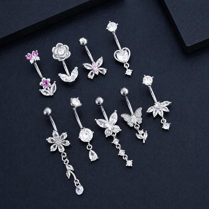1 ชิ้น แหวนเจาะสะดือประดับเพชร - Body Jewelry Belly Button Rings บทวิจารณ์และราคา