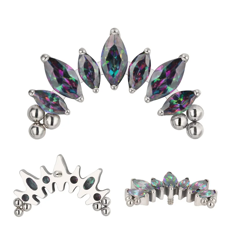 ASTM F136 ไทเทเนียม PIERC 7 CZ - Zoor Body Jewelry บทวิจารณ์และราคา