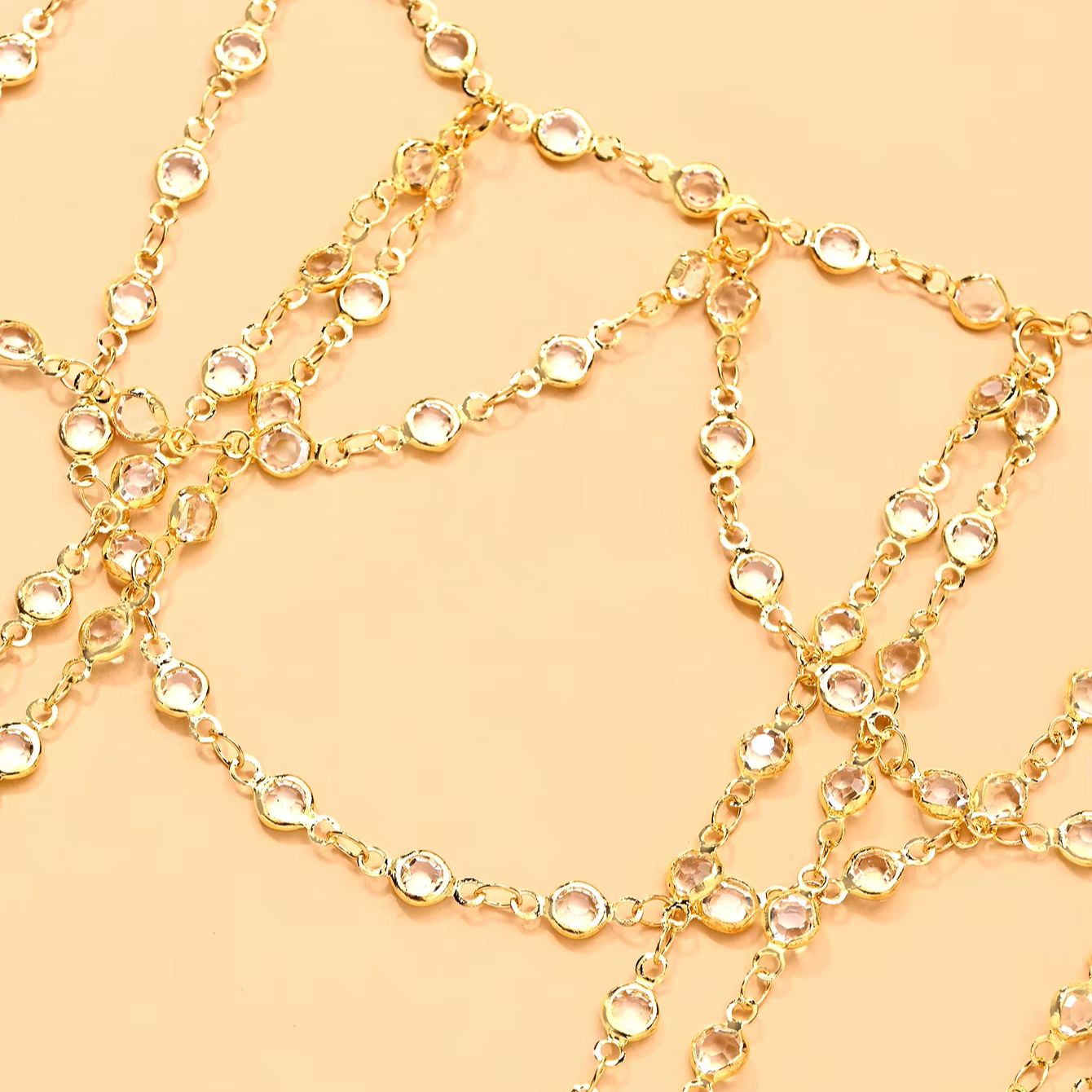 สร้อยคอประดับคริสตัลชุบทองคำขา - Body Jewelry Rhinestone บทวิจารณ์และราคา