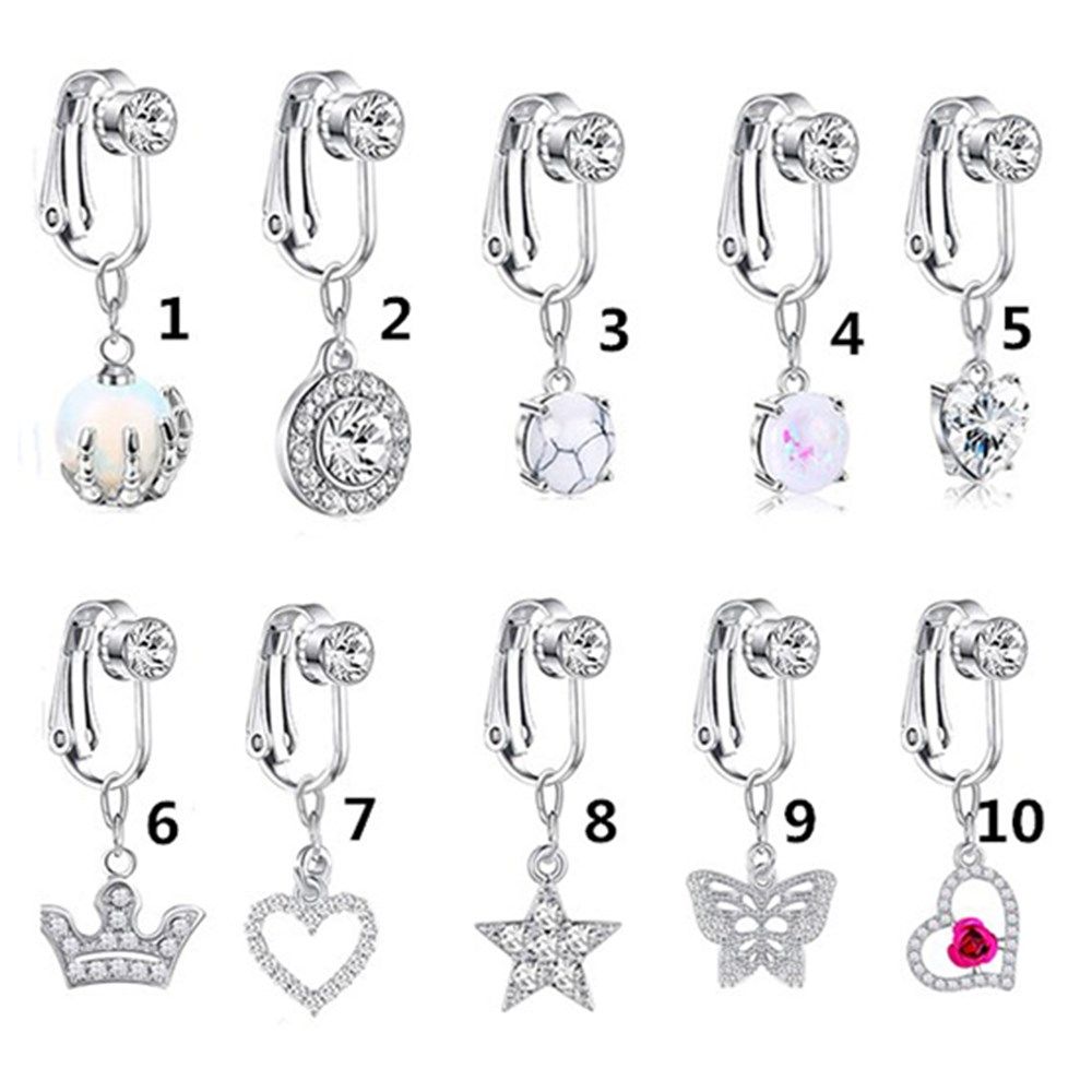 อุปกรณ์เสริมคลิปบนต่างหูกระดูก - Body Jewelry Belly Button Rings บทวิจารณ์และราคา