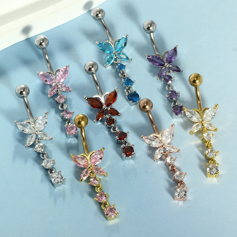 แหวนเจาะสะดือรูปผีเสื้อสีทอง 1 - Body Jewelry Belly Button Rings บทวิจารณ์และราคา