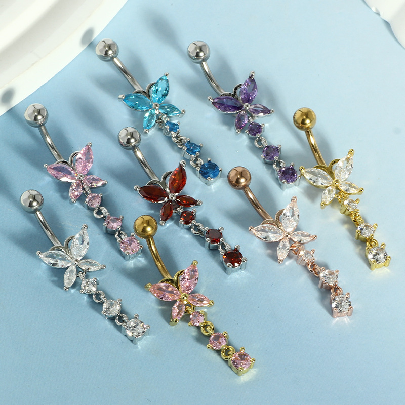 แหวนเจาะสะดือรูปผีเสื้อสีทอง 1 - Body Jewelry Belly Button Rings บทวิจารณ์และราคา