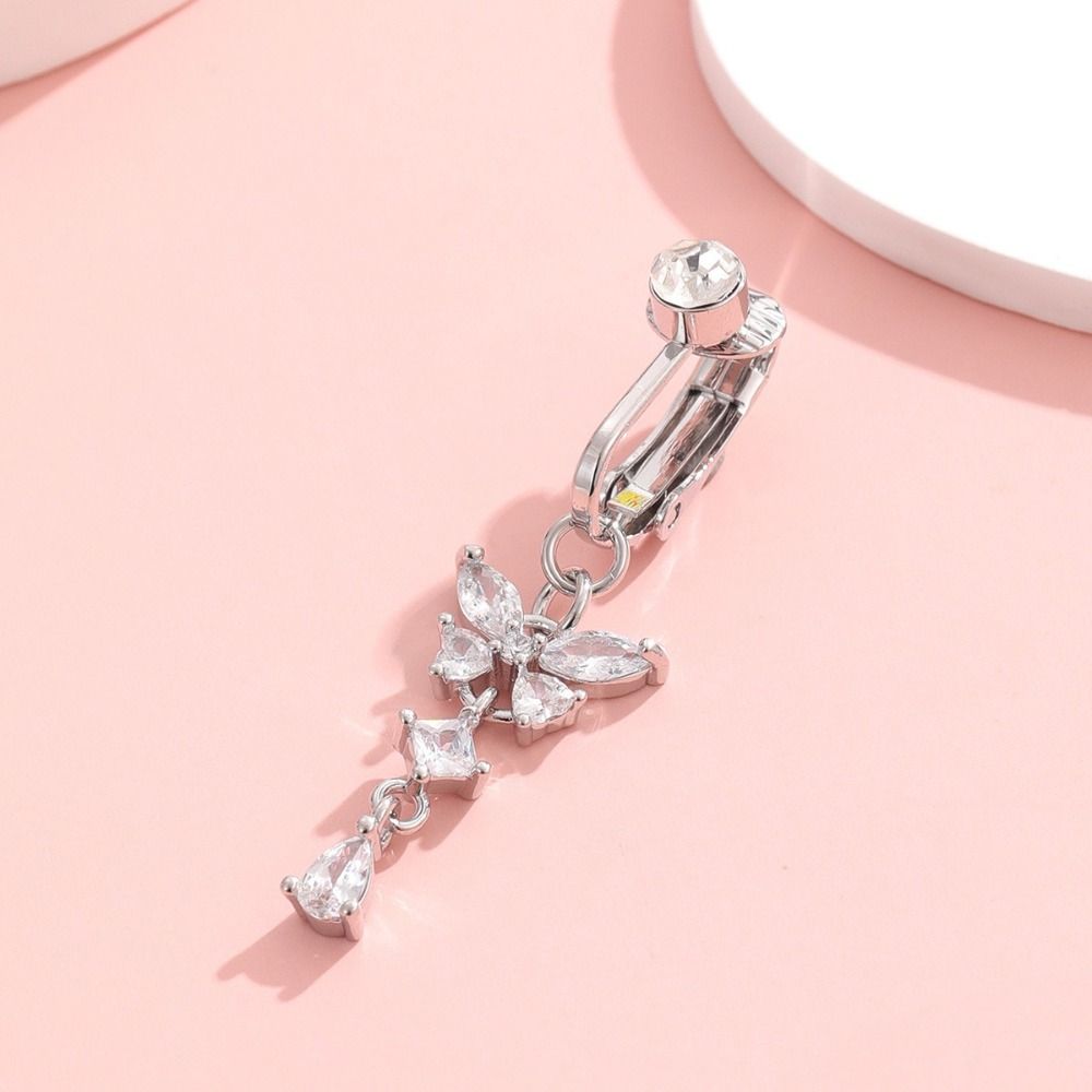 คลิปหนีบสะดือลายผีเสื้อ ไม่ต้อ - Body Jewelry Belly Button Rings บทวิจารณ์และราคา