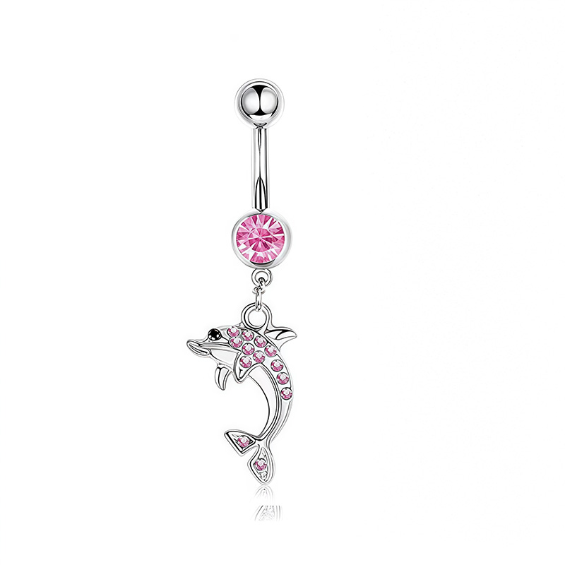 แหวนสะดือรูปมงกุฎสีชมพู 1 ชิ้น - Body Jewelry Belly Button Rings บทวิจารณ์และราคา