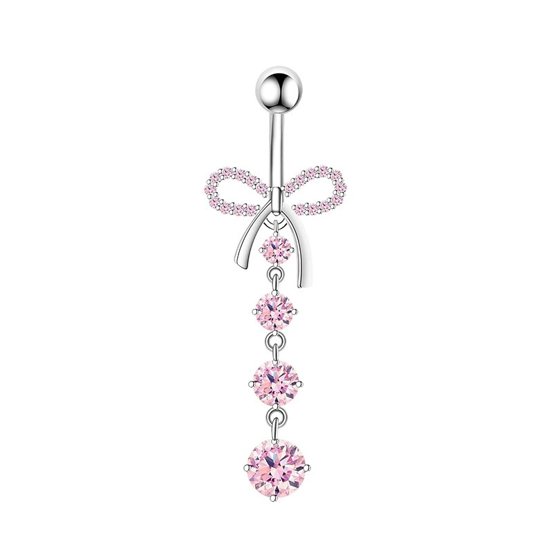 แหวนสะดือรูปมงกุฎสีชมพู 1 ชิ้น - Body Jewelry Belly Button Rings บทวิจารณ์และราคา