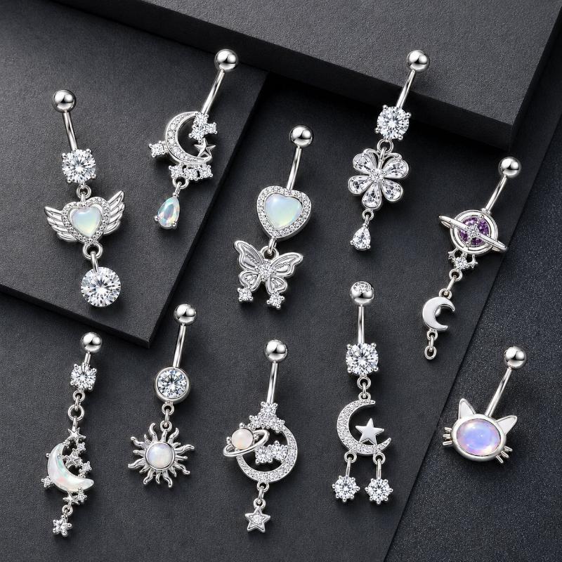 แหวนสะดือสแตนเลสสตีล Y2K สีสัน - Body Jewelry Belly Button Rings บทวิจารณ์และราคา