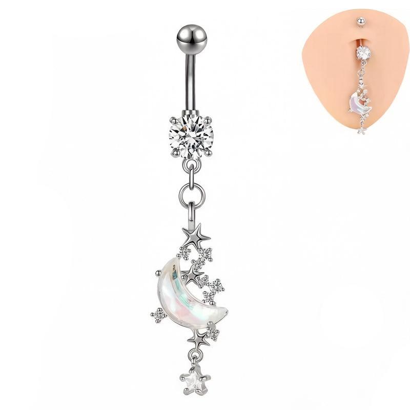แหวนสะดือสแตนเลสสตีล Y2K สีสัน - Body Jewelry Belly Button Rings บทวิจารณ์และราคา
