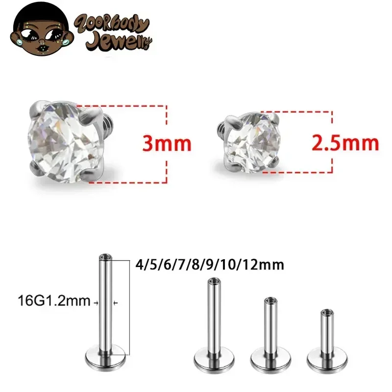 1 ชิ้น G23 ไทเทเนียมเจาะ CZ อั - Body Jewelry Internally Threaded บทวิจารณ์และราคา