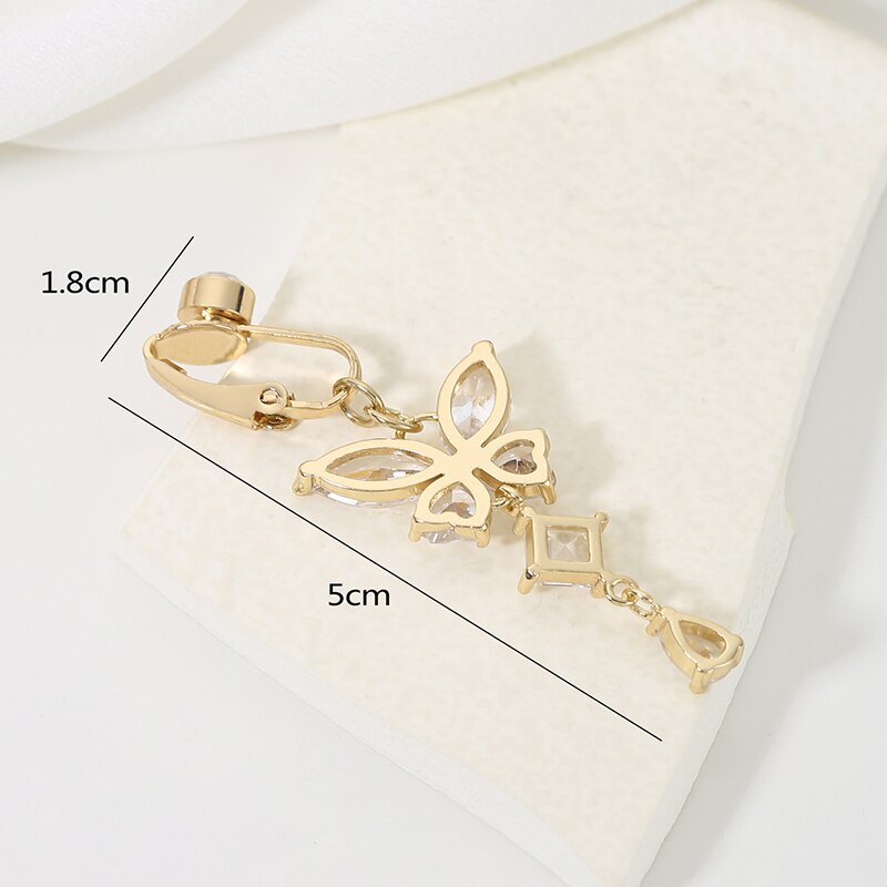 คลิปบนแหวนปุ่มท้องรูปผีเสื้อทอ - Body Jewelry Belly Button Rings บทวิจารณ์และราคา