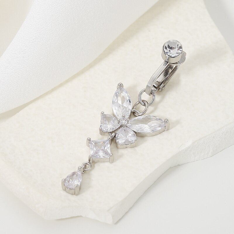 คลิปบนแหวนปุ่มท้องรูปผีเสื้อทอ - Body Jewelry Belly Button Rings บทวิจารณ์และราคา