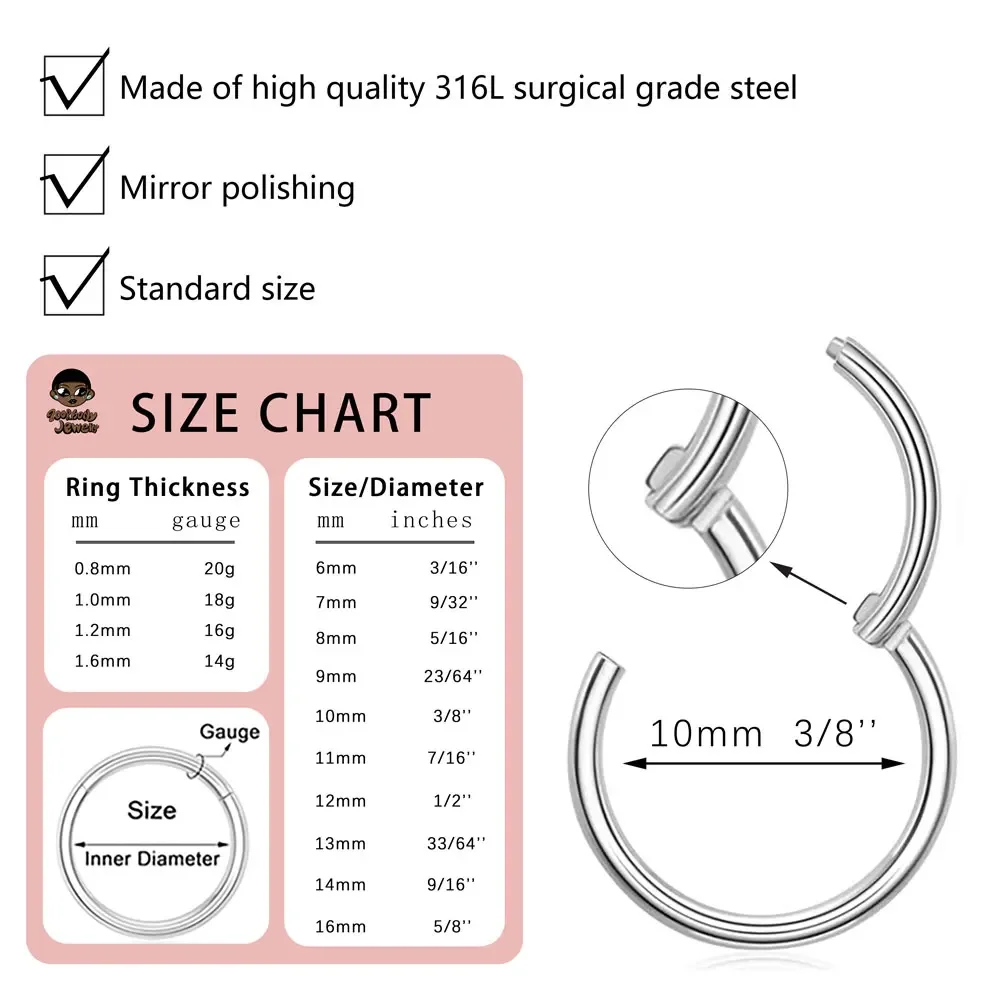 10 ชิ้น 316L สแตนเลสสตีลแหวนจม - Zoor Body Jewelry บทวิจารณ์และราคา