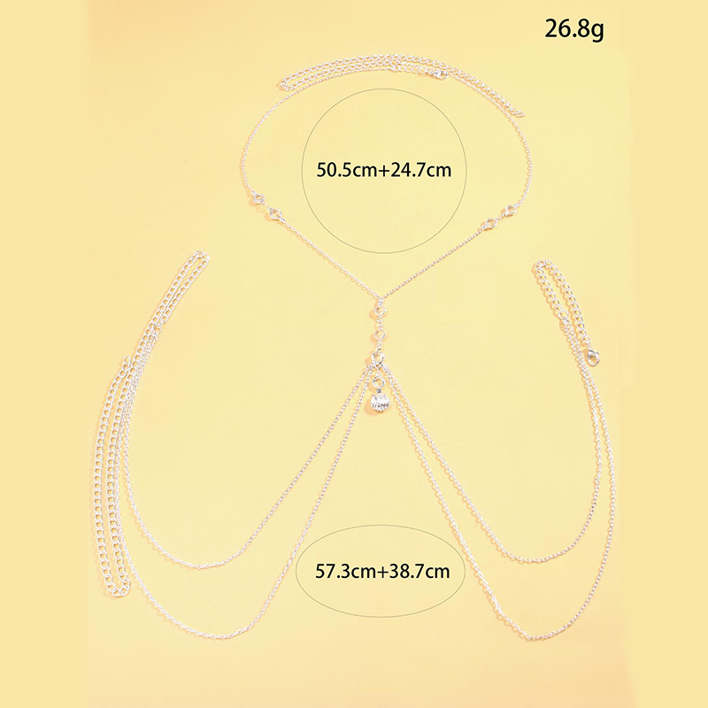 สร้อยคอเอวผู้หญิงสีเงินประดับค - Body Jewelry Rhinestone บทวิจารณ์และราคา