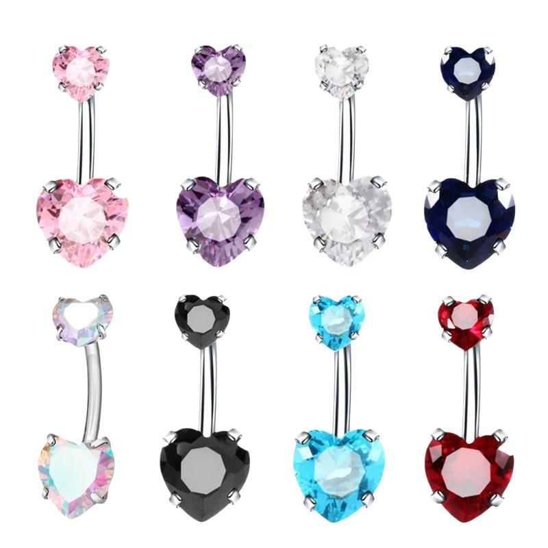 แหวนสะดือดีไซน์หัวใจเงางาม คริ - Body Jewelry Belly Button Rings บทวิจารณ์และราคา