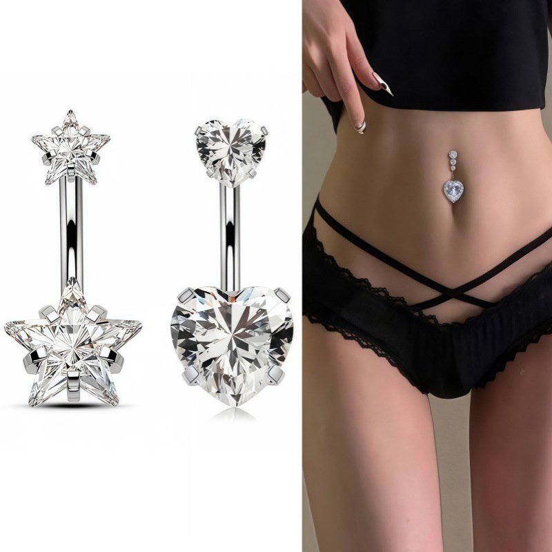 ต่างหูเจาะสะดือรูปหัวใจ สแตนเล - Body Jewelry Belly Button Rings บทวิจารณ์และราคา