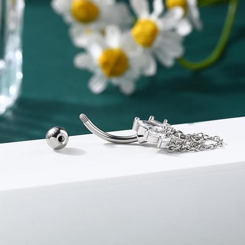 แหวนสะดือแบบโค้งประดับคริสตัล  - Body Jewelry Belly Button Rings บทวิจารณ์และราคา
