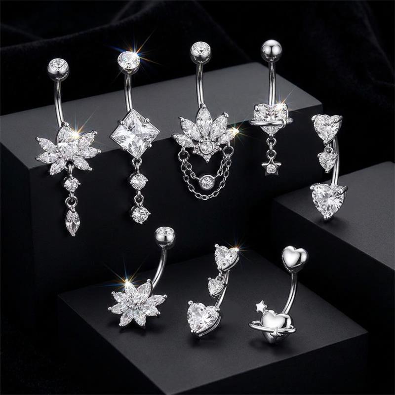 แหวนสะดือแบบโค้งประดับคริสตัล  - Body Jewelry Belly Button Rings บทวิจารณ์และราคา