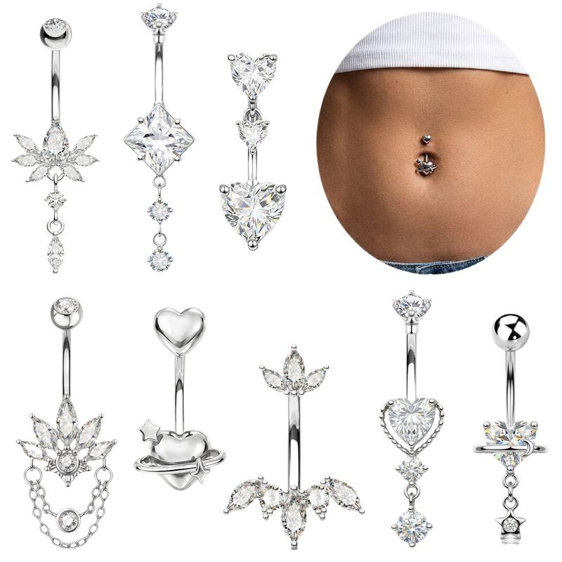 แหวนสะดือแบบโค้งประดับคริสตัล  - Body Jewelry Belly Button Rings บทวิจารณ์และราคา